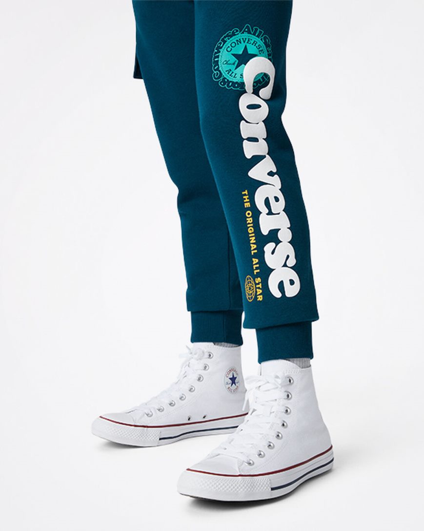 Pantalones Converse Into The Wild Fleece Cargo Niño Azules | PE 802P7E